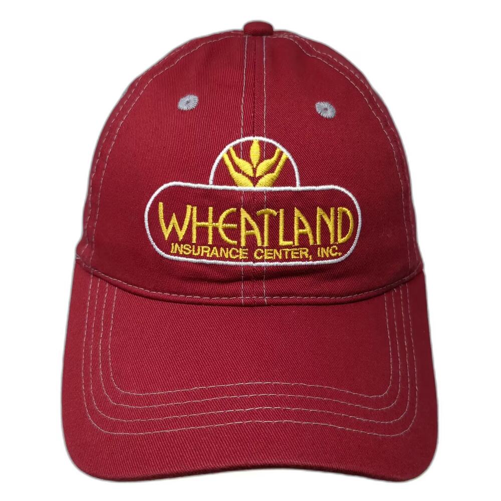 Cap America Red Baseball Cap OS Wheatland Insurance Center Adjustable Logo Hat